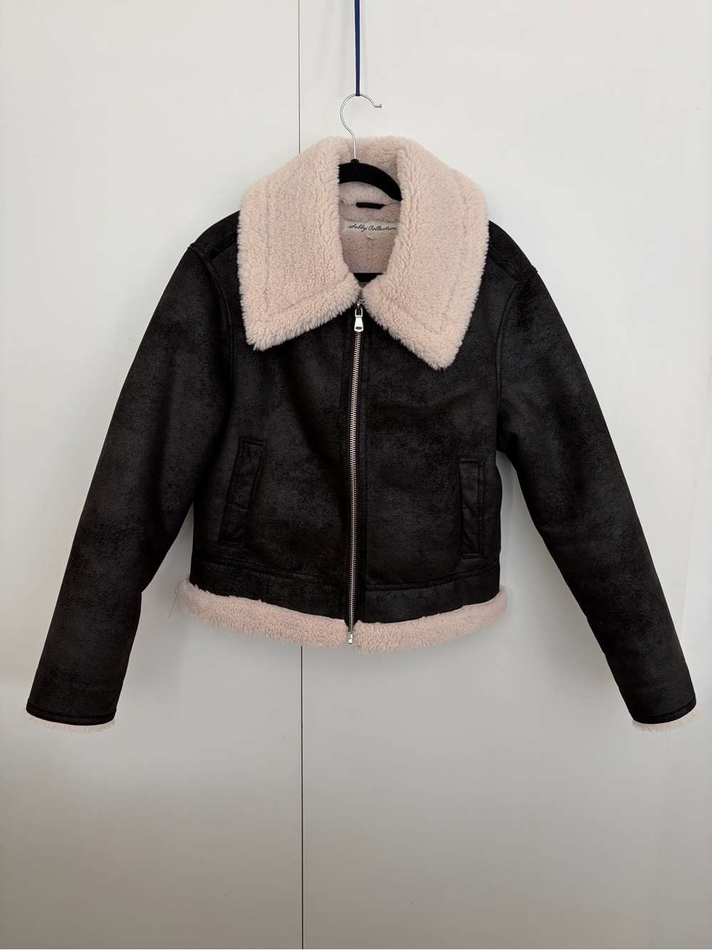 Sebby Collection Plush Zip-Up Jacket in Soft Cream